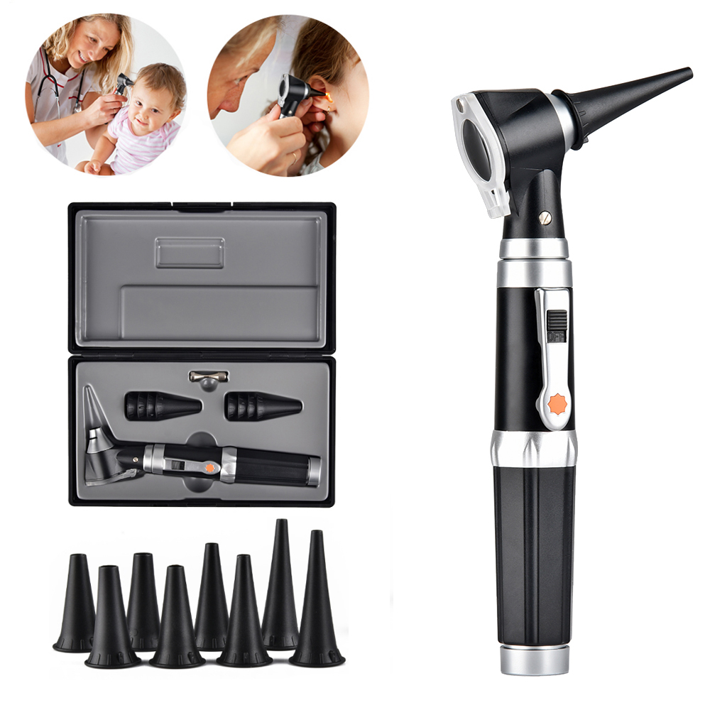 Jiusion 3X Otoscope with LED, Portable Handheld Ear Check Magnifier with 8  caps and 1 Storage case for Doctor Nurse Adult Kid Dog Cat Pet